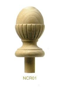 NCR01 Reeded Beech 90mmDia Newel Heads/Finials ( Hand carved reeds) - SALE WAS £33.95