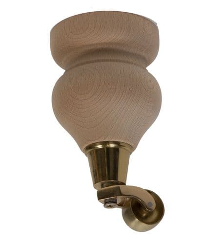 small round beech furniture foot with taper for castor 90x125 SOLD IN SETS OF FOUR