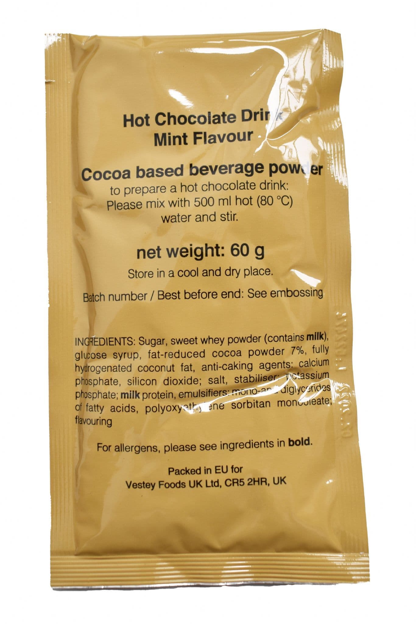 10 x British Military Ration Pack Mint Hot Chocolate Sachets 60g Each