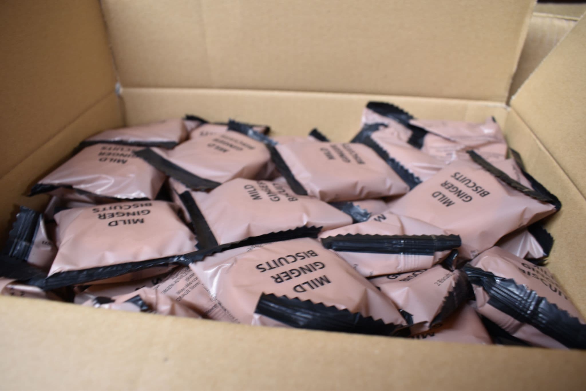 BULK BUY British Army Ration Pack Snacks Military Mild Ginger Biscuits 28g x 100 Packs