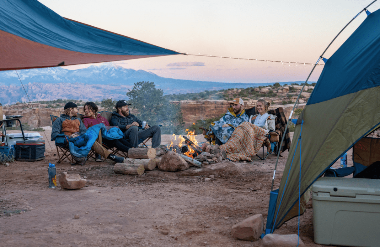 Kelty Biggie Blanket Stormy Blue / Melted Stripes