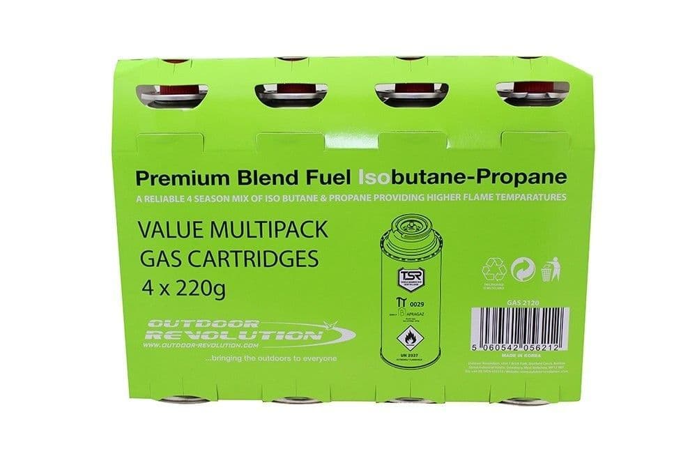 Outdoor Revolution IsoButane Fuel 220g 4 Pack