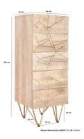 Brecon Light Mango Wood 5 Drawer Chest | Tall solid mango wood chest of drawers with metal inlays and hairpin legs.