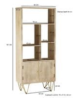 Brecon Light Mango Wood Large 2 Door Bookcase | Solid mango wood tall 2 door, 5 shelf bookcase with metal inlays and hairpin legs.