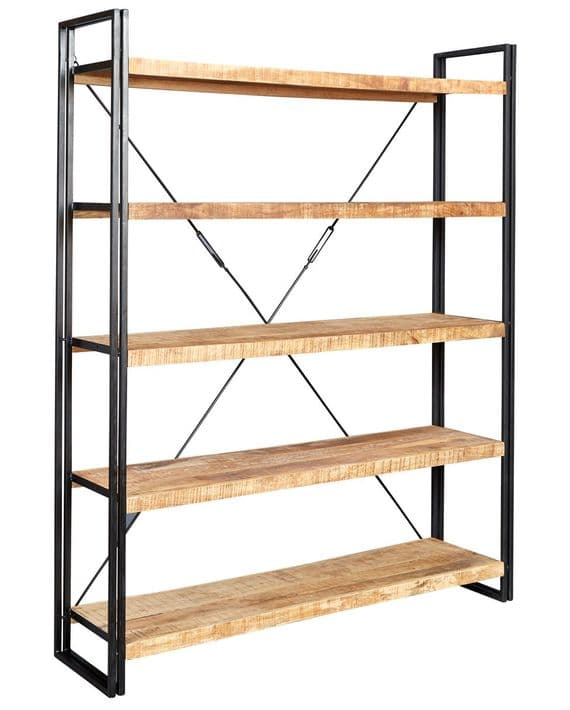 Cosmopolitan Large Open Bookcase | Wide five shelf bookcase with open back.