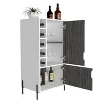 Dallas Two Tone Drinks Bar with Storage | Small bar unit with cupboards and wine rack.