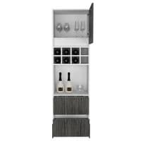 Dallas Two Tone Tall Bar Cabinet | Tall cabinet with cupboard, wine rack and glass storage.
