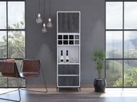 Dallas Two Tone Tall Bar Cabinet | Tall cabinet with cupboard, wine rack and glass storage.