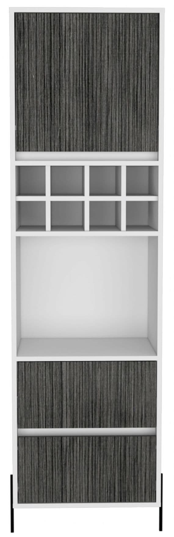 Dallas Two Tone Tall Bar Cabinet | Tall cabinet with cupboard, wine rack and glass storage.