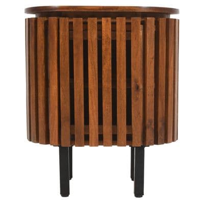 Dark Slatted Curve Bedside