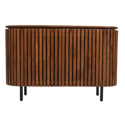 Dark Slatted Curve Large 2 Door Sideboard