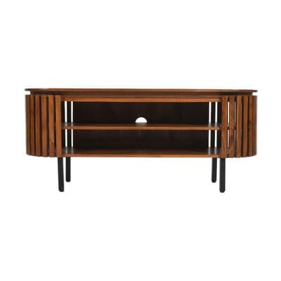Dark Slatted Curve TV Unit