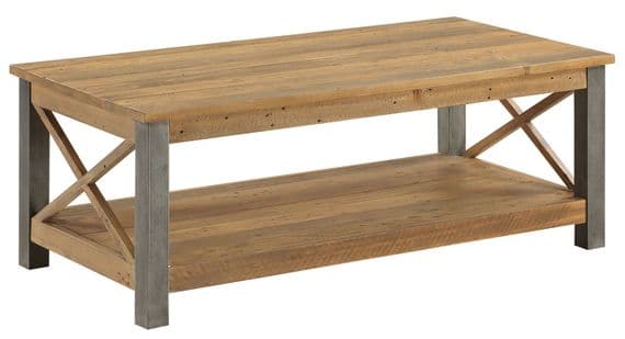 Downtown Chic Coffee Table|Large rectangular open coffee table with shelf.