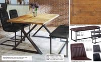 Downtown Chic Vintage Style Dining Bench in Black Brown or Grey