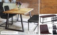 Downtown Chic Vintage Style Dining Bench in Black Brown or Grey