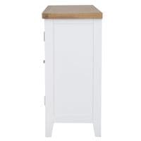 Earnley Dove White and Washed Oak Large Sideboard with Wicker Drawers