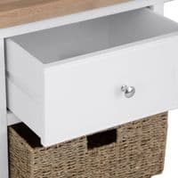 Earnley Dove White and Washed Oak Large Sideboard with Wicker Drawers