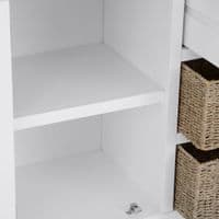 Earnley Dove White and Washed Oak Large Sideboard with Wicker Drawers