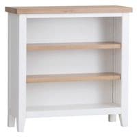 Earnley Dove White and Washed Oak Small Wide Bookcase