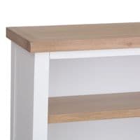 Earnley Dove White and Washed Oak Small Wide Bookcase