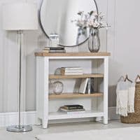 Earnley Dove White and Washed Oak Small Wide Bookcase