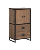 Kooky Reclaimed Wood and Steel Modular Medium Two Door Cupboard with Two Drawers