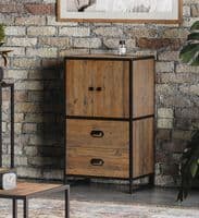 Kooky Reclaimed Wood and Steel Modular Medium Two Door Cupboard with Two Drawers