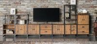 Kooky Reclaimed Wood and Steel Modular Medium Two Door Cupboard with Two Drawers