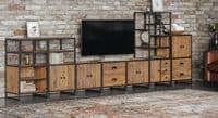 Kooky Reclaimed Wood and Steel Modular Medium Two Door Cupboard with Two Drawers