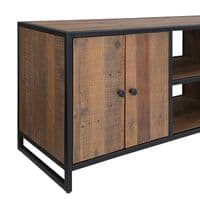 Kooky Reclaimed Wood and Steel Modular Medium Two Door Cupboard with Two Drawers