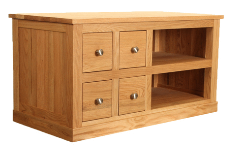 Monaco 4 Drawer TV Unit | Oak TV Unit With Storage And Shelves