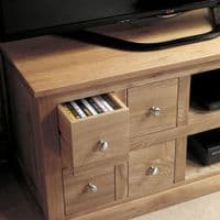 Monaco 4 Drawer TV Unit | Oak TV Unit With Storage And Shelves