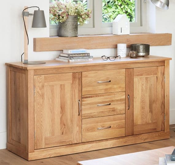 Monaco Large Sideboard | Oak Centre Drawer Sideboard | Wood Sideboard