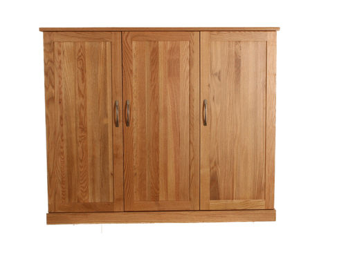 Monaco Three Door Wide Shoe Cupboard for 20 Pairs of Shoes made from Solid Oak