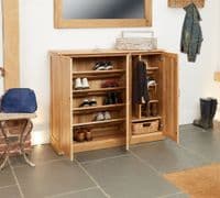 Monaco Three Door Wide Shoe Cupboard for 20 Pairs of Shoes made from Solid Oak