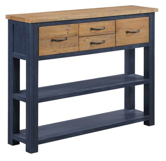 Pinewood Blue Low Bookcase/ Console Table Baumhaus Splash of Blue