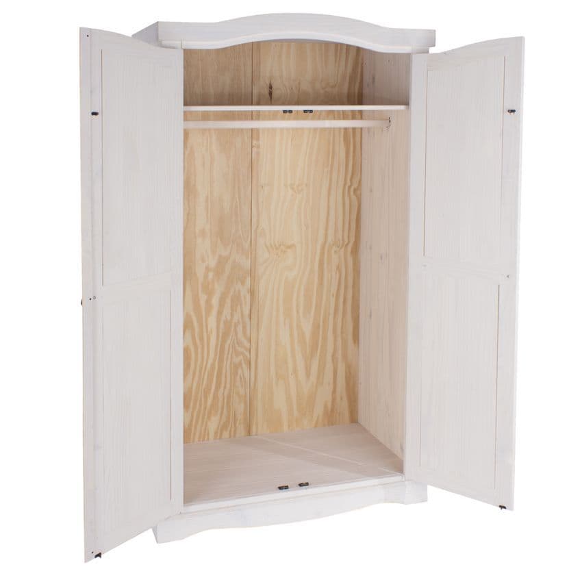 Corona Grey Wash 2 Door Ladies Wardrobe with Solid Natural Pine Top