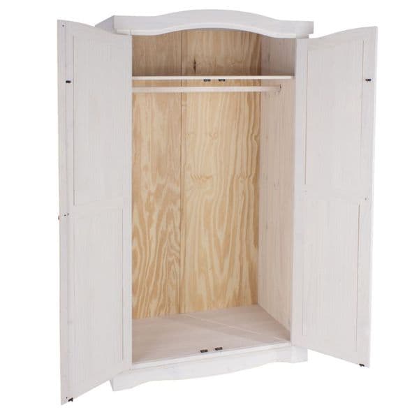 Corona Grey Wash 2 Door Ladies Wardrobe with Solid Natural Pine Top