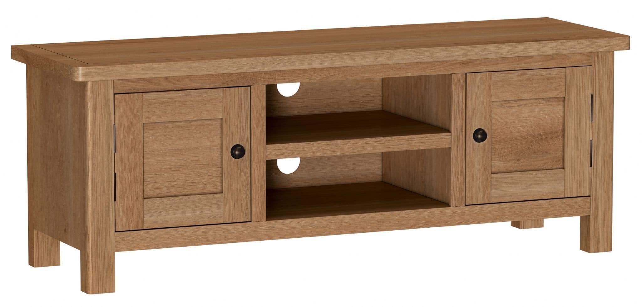 Richmond Rustic Oak Large TV Unit with Shelf Drawers and Cupboard