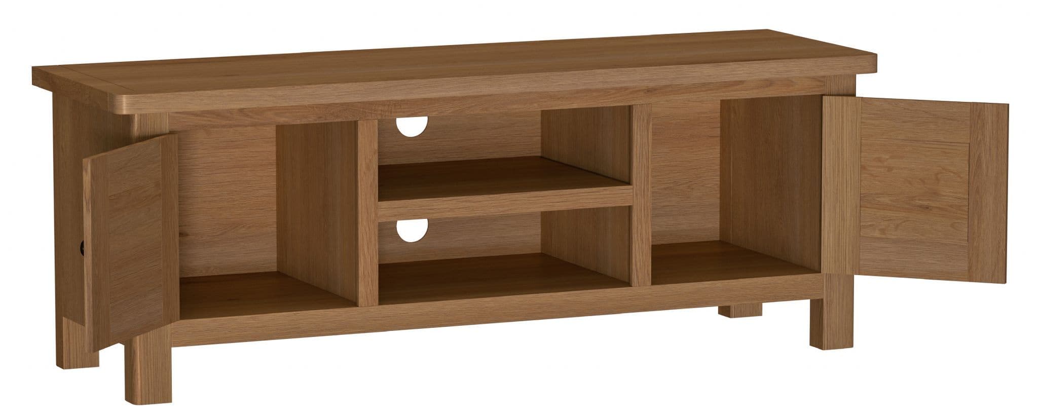 Richmond Rustic Oak Large TV Unit with Shelf Drawers and Cupboard