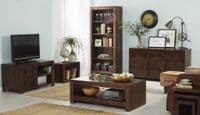 Toko Dark Large Open Bookcase | Solid dark mango wood tall bookcase with five shelves.