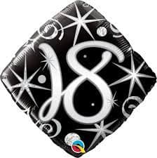Black & Silver Diamond Shape 18th Birthday Foil Balloon - 18