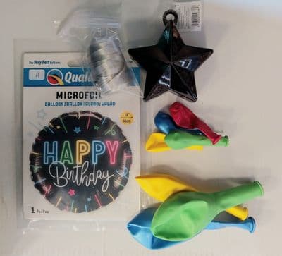 Happy Birthday Black/Colourful Foil balloon Pack- 18