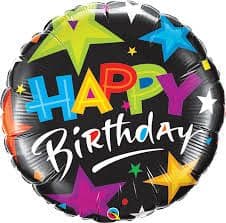 Happy Birthday Black & Multi Coloured Foil Balloon - 18