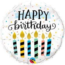 Happy Birthday Foil Balloon - Candles & Dots 18