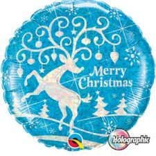 Reindeer Merry Christmas Holographic Foil Balloon - 18