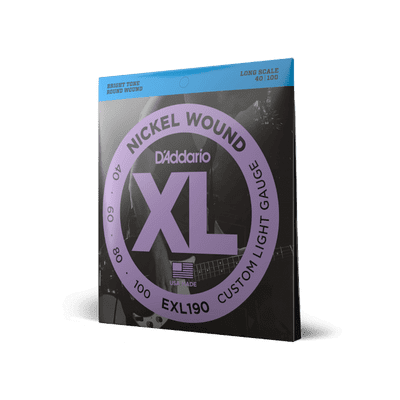 D'Addario XL-Series Nickel Wound 40-100 Bass Guitar Strings, Long Scale (EXL190)