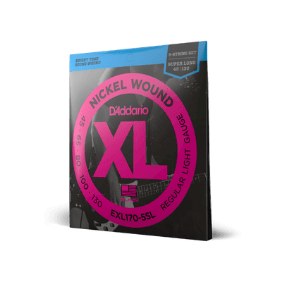 D'Addario XL-Series Nickel Wound 45-130 5-String Bass Guitar Strings, Long Scale (EXL170-5)