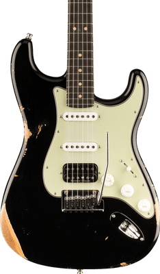 Fender Custom Shop Custom Deluxe HB S-1 Strat Relic, Closet Classic Hardware, 3A Rosewood, Black