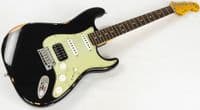 Fender Custom Shop Custom Deluxe HB S-1 Strat Relic with Closet Classic Hardware, 3A, Black